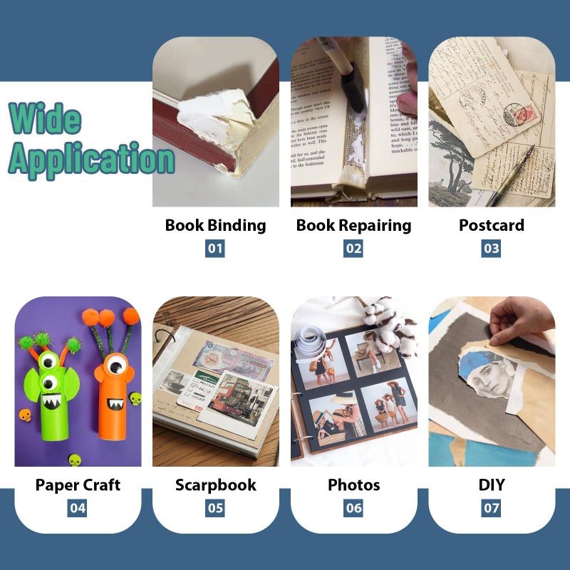 لينيكو لاصق PVA محايد من LINECO PH، خالي من الأحماض، قابل للذوبان في الماء، يجف بشكل شفاف، تركيبة ذات جودة أرشيفية، لتجليد الكتب، وإصلاح الكتب، والتأطير، والفنون الورقية والحرف اليدوية - 1 جالون - Image 4